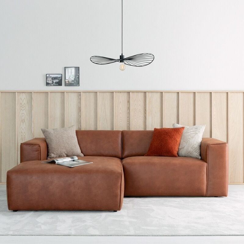 Hali divaanisohva vasen nahkaverhoiltu konjakinruskea Kentucky 9